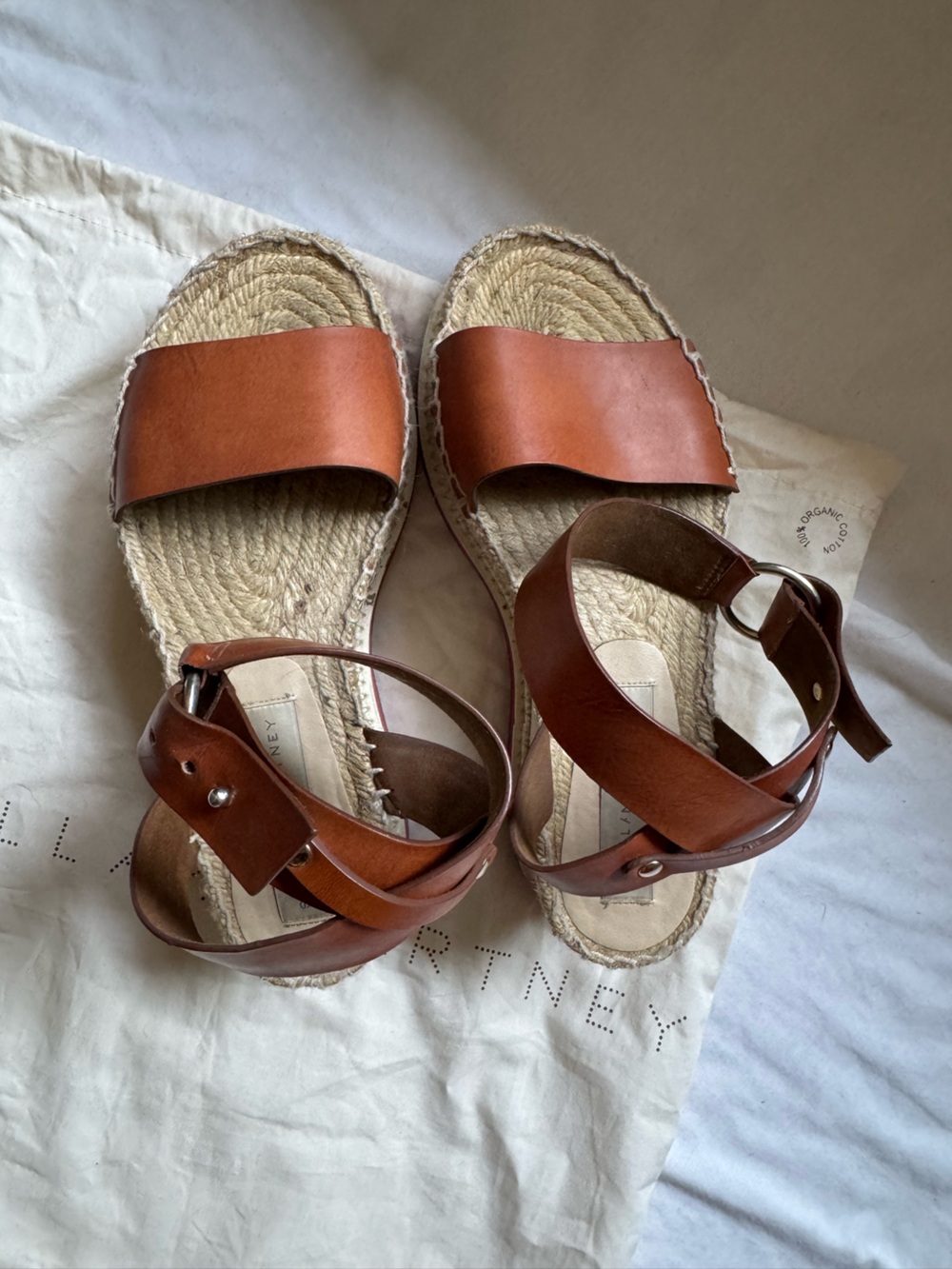 Stella McCartney Tan Brown Leather Espadrille Sandals